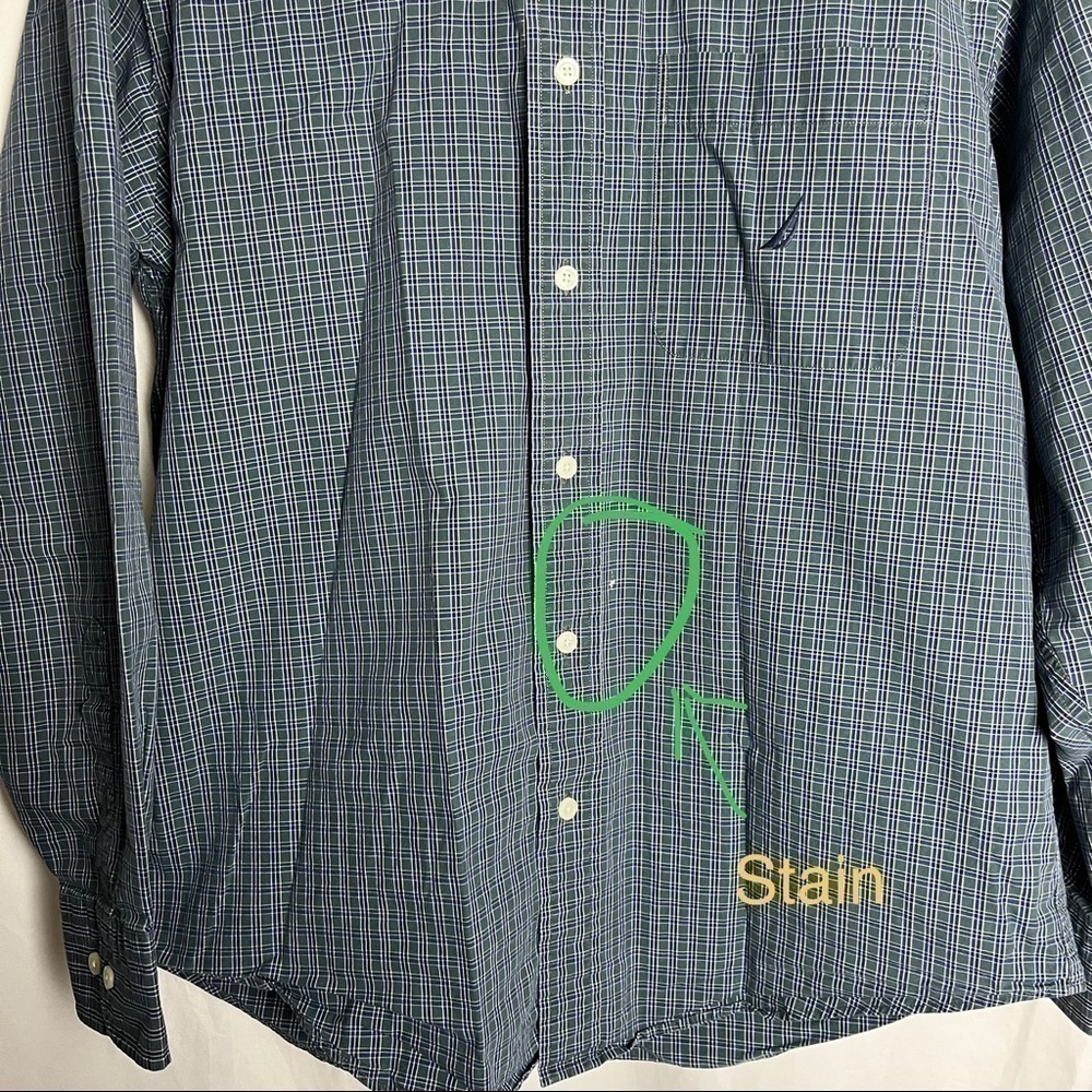 𝅺Nautica Gingham Button Down Dress Shirt Size M - Picture 5 of 6